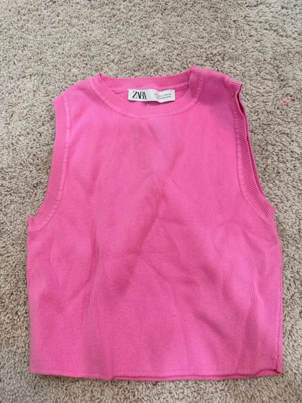 Zara Bright Pink Knit Tank Top